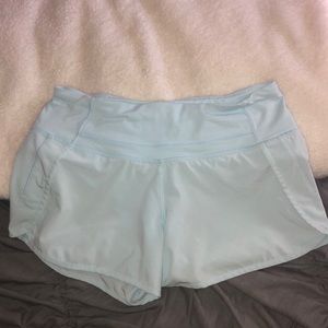 light blue lululemon running shorts 2.5